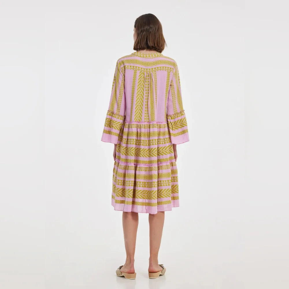 Devotion Twins Midi Dress Green Pink NWT Sz S - Picture 8 of 11